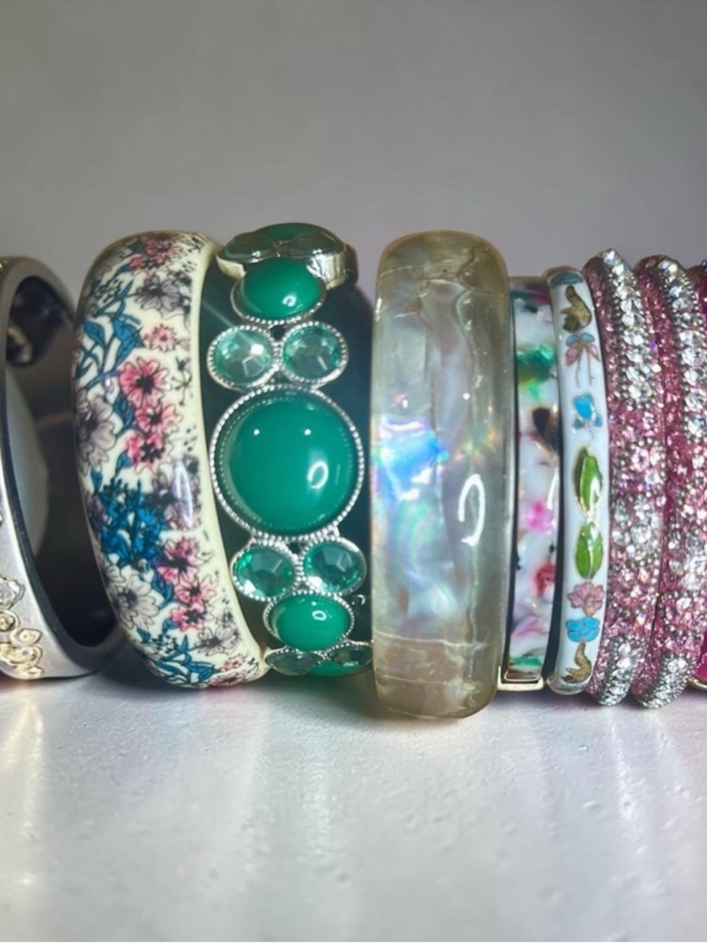 Bracelets:  A Signature Faith Chic Floral and Cloisonné Bracelet Set - Picture 5 of 6